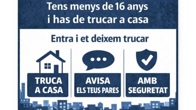 Cartell identificatiu d’ajuda als menors de 16 anys